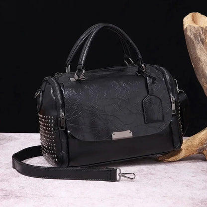 Vintage Soft Leather Women's Handbag Large Capacity Ladies Shoulder Fashion Pillow Trendy Tote Bag