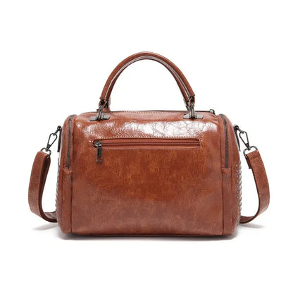Vintage Soft Leather Women's Handbag Large Capacity Ladies Shoulder Fashion Pillow Trendy Tote Bag
