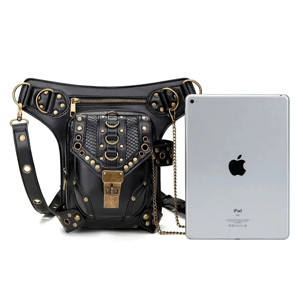 Vintage Steampunk Steam Punk Chain Rock Gothic Retro Travel Women Men leg bag High Quality Hiking Waist Bag