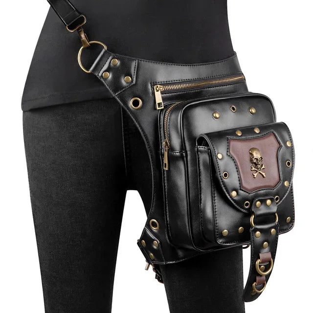 Vintage Steampunk Steam Punk Chain Rock Gothic Retro Travel Women Men leg bag High Quality Hiking Waist Bag