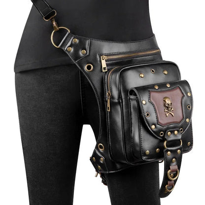 Vintage Steampunk Steam Punk Chain Rock Gothic Retro Travel Women Men leg bag High Quality Hiking Waist Bag