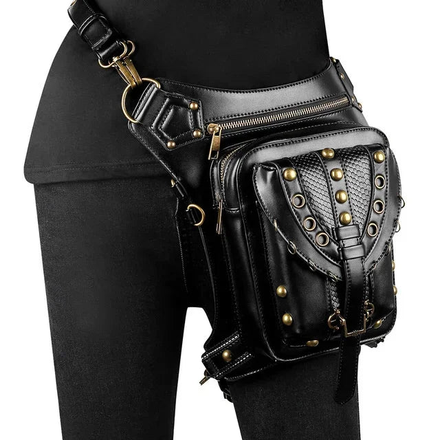 Vintage Steampunk Steam Punk Chain Rock Gothic Retro Travel Women Men leg bag High Quality Hiking Waist Bag