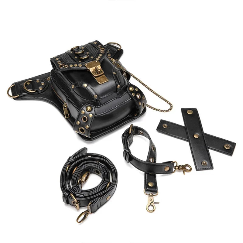 Vintage Steampunk Steam Punk Chain Rock Gothic Retro Travel Women Men leg bag High Quality Hiking Waist Bag