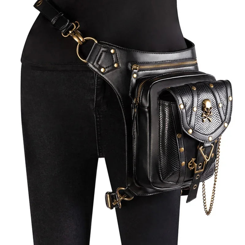 Vintage Steampunk Steam Punk Chain Rock Gothic Retro Travel Women Men leg bag High Quality Hiking Waist Bag