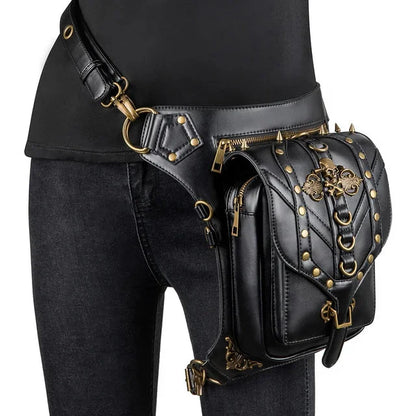 Vintage Steampunk Steam Punk Chain Rock Gothic Retro Travel Women Men leg bag High Quality Hiking Waist Bag