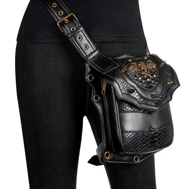 Vintage Steampunk Steam Punk Chain Rock Gothic Retro Travel Women Men leg bag High Quality Hiking Waist Bag