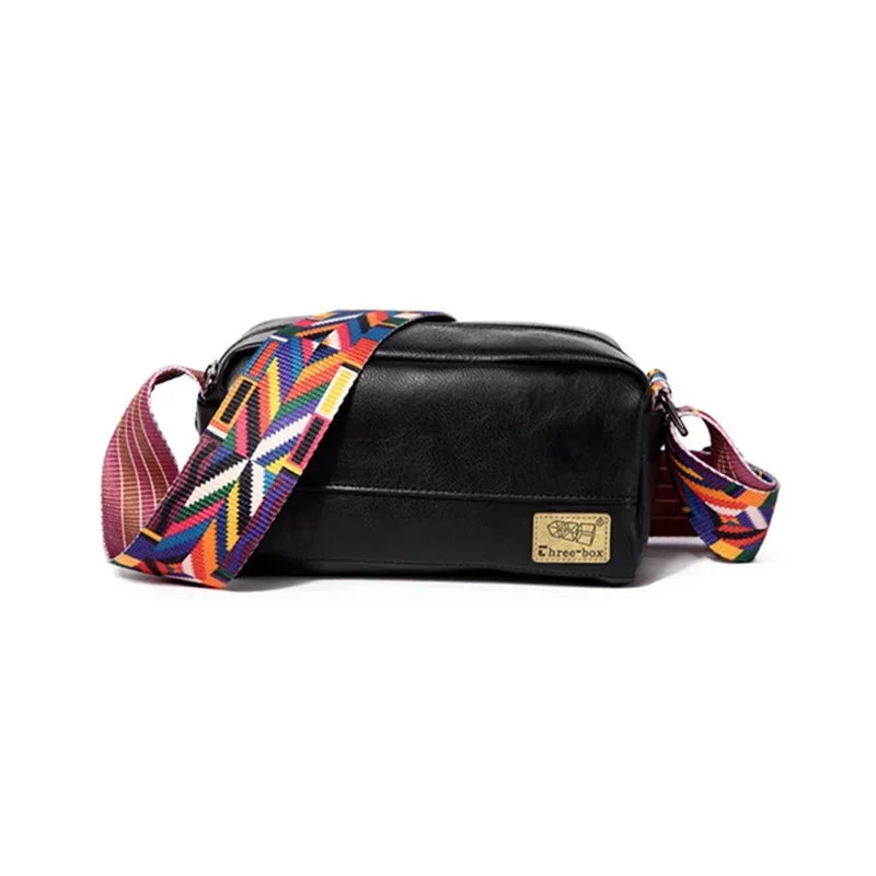 Vintage Straps Men's Shoulder Messenger Fashion Leather Male Crossbody Phone Casual Small Square Bag Man Handbag