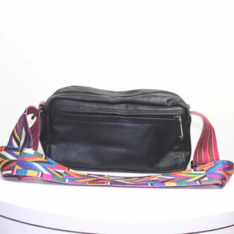 Vintage Straps Men's Shoulder Messenger Fashion Leather Male Crossbody Phone Casual Small Square Bag Man Handbag