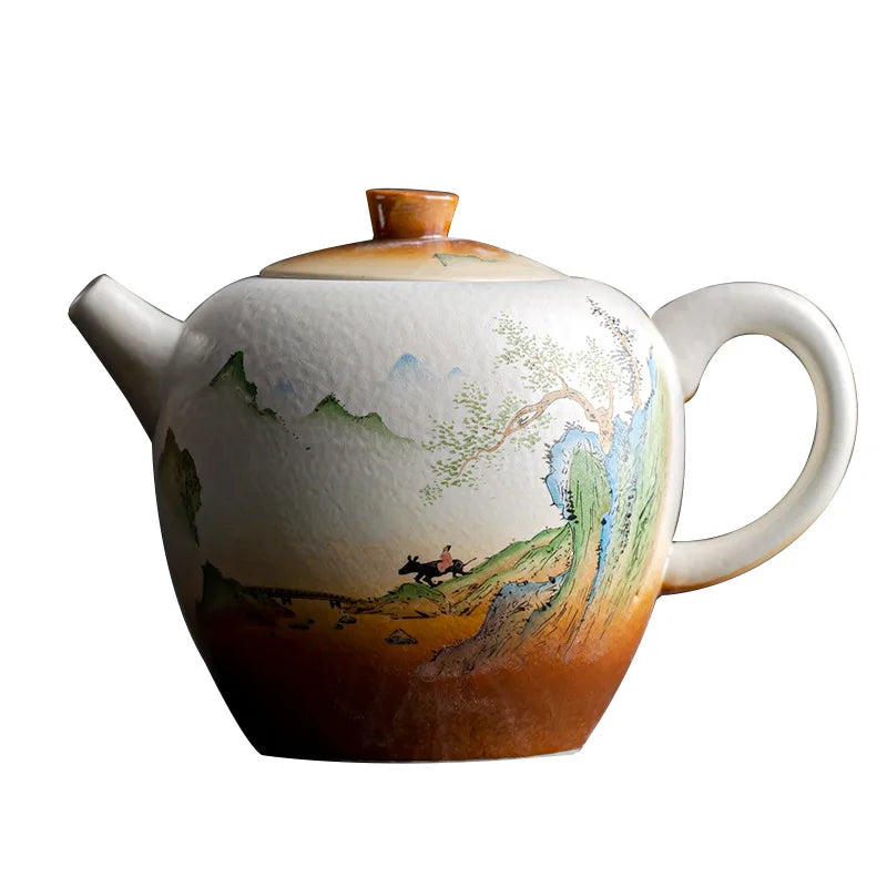 Vintage Tea Pot Single Pot Household Ceramic Landscape Tea Separator Simple Tea Making Kung Fu Tea Set Teeware Teware Mug Teapot