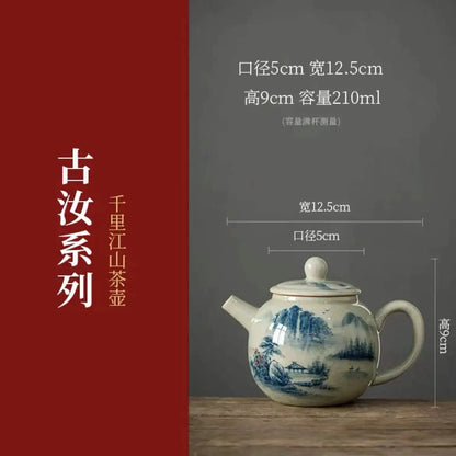 Vintage Teapots Kungfu Ceramic Teaware Teacups Set Chinese Luxury Retro Tea Pots for Home Use Handpainted Pottery Tea Kettle