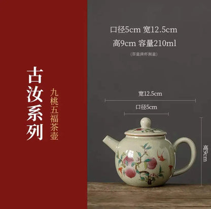 Vintage Teapots Kungfu Ceramic Teaware Teacups Set Chinese Luxury Retro Tea Pots for Home Use Handpainted Pottery Tea Kettle