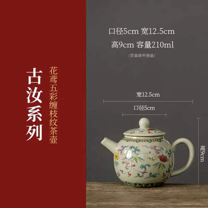Vintage Teapots Kungfu Ceramic Teaware Teacups Set Chinese Luxury Retro Tea Pots for Home Use Handpainted Pottery Tea Kettle