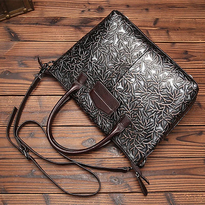 Vintage Trend Women Embossed Genuine Leather First Layer Cowhide Handbag Famous Brand Casual Messenger Shoulder Bags New