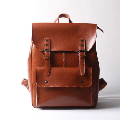 Vintage Versatile Backpacks Women Japanese Preppy Style Genuine Leather Schoolbag Karge Capacity Laptop Bag Classic Bolsas
