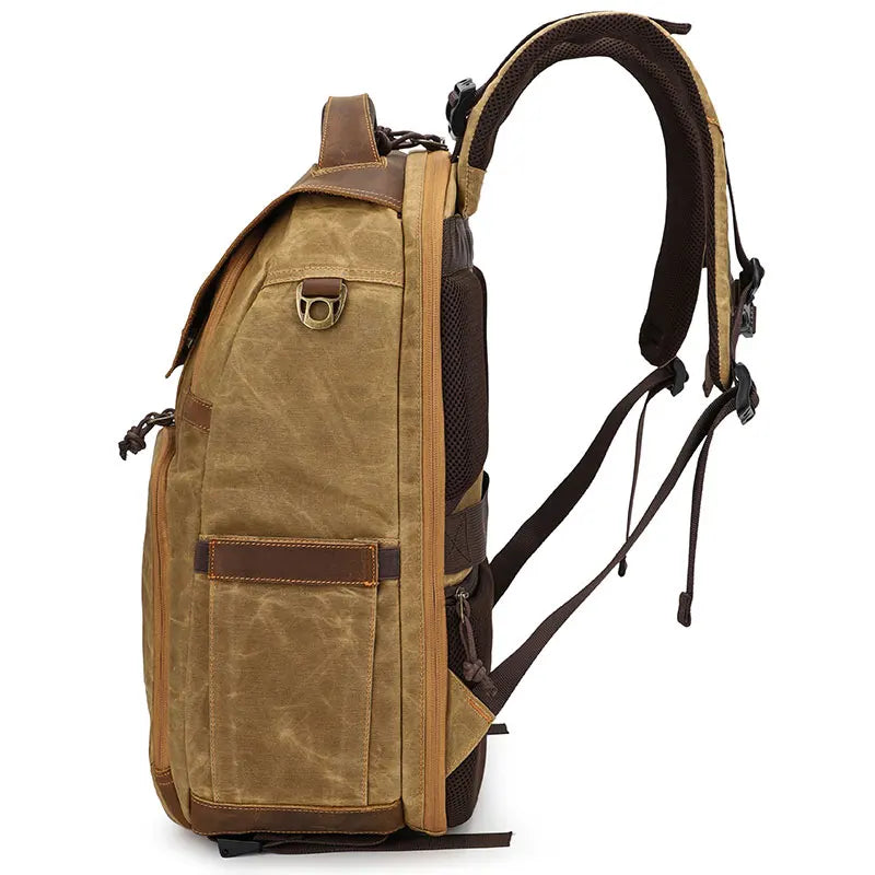 Vintage Waxed Canvas Camera Bags Dslr Backpack Waterproof Shockproof Breathable Photography Bag for Nikon Canon Sony Laptop Bag