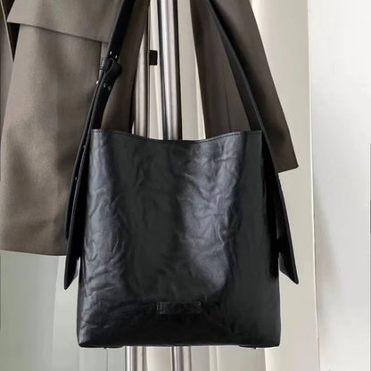 Vintage Women Large Capacity Bag All-match Soft Bucket Tote Bags Ladies Casual Commuter All-match Underarm Shoulder Handbags