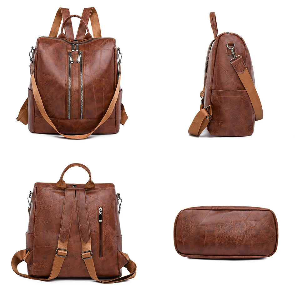Vintage Women Soft Leather Backpack Fashion School Bags for Teenagers Girls High Quality School Backpack Women Travel Backpacks