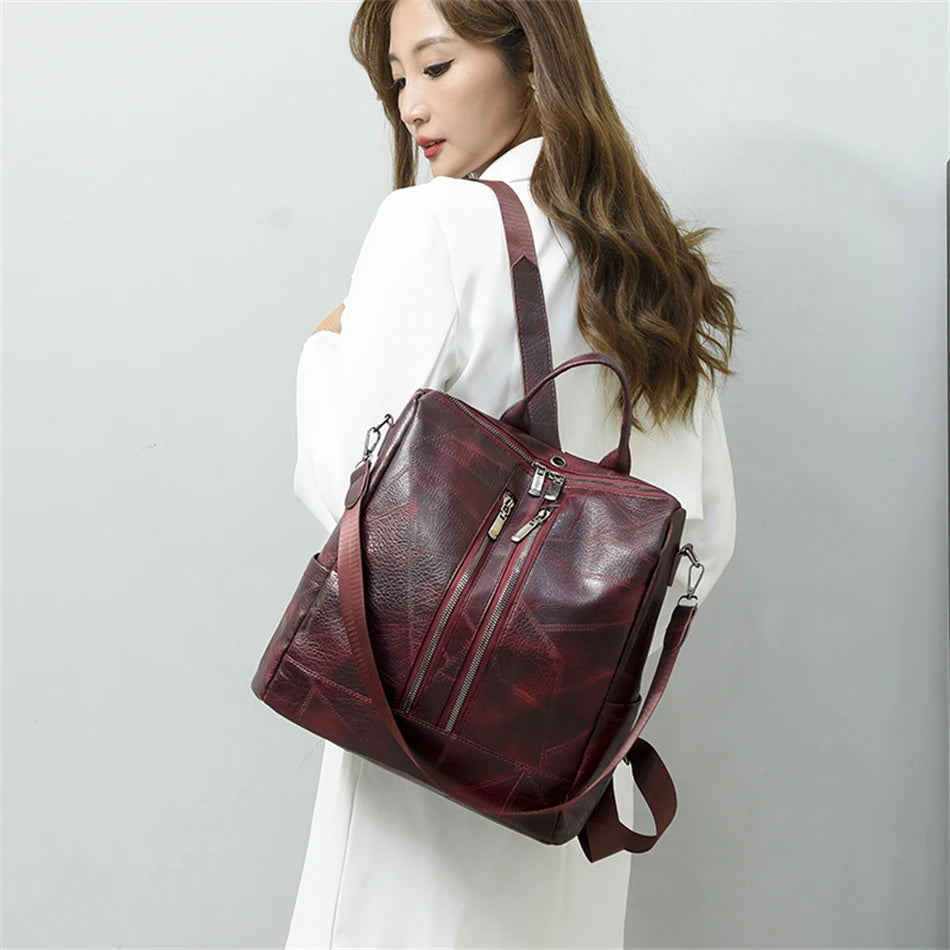 Vintage Women Soft Leather Backpack Fashion School Bags for Teenagers Girls High Quality School Backpack Women Travel Backpacks