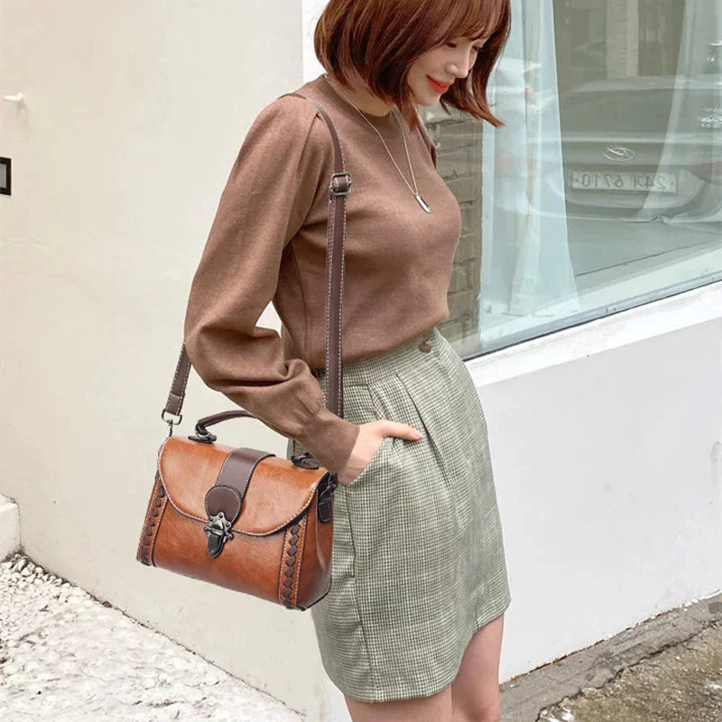 Vintage Women's Leather Shoulder Luxury Female Purses and Handbags Ladies Crossbody s For Women Elegant Messenger Bag