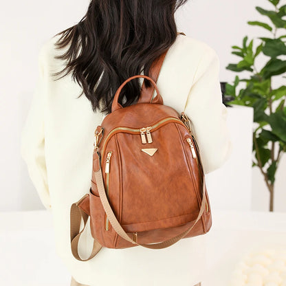 Vintage Women's Oil Wax Leather Backpack Casual Backpacks for School Teenagers Girls Shoulder Bag Travel BookBag Preppy Mochilas