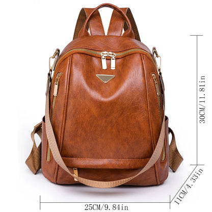 Vintage Women's Oil Wax Leather Backpack Casual Backpacks for School Teenagers Girls Shoulder Bag Travel BookBag Preppy Mochilas