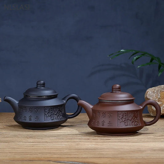Vintage Yixing Purple Clay Teapot Dragon Design Beauty Tea Pot Raw Ore Zhu Mud Filter Kettle Chinese Zisha Tea Set with Strainer