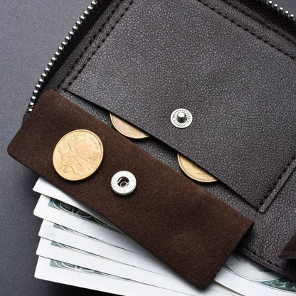 Vintage Zipper Men's PU Leather Short Coin Purses Business Wallet Card Holder For Man Fashion Money Clip