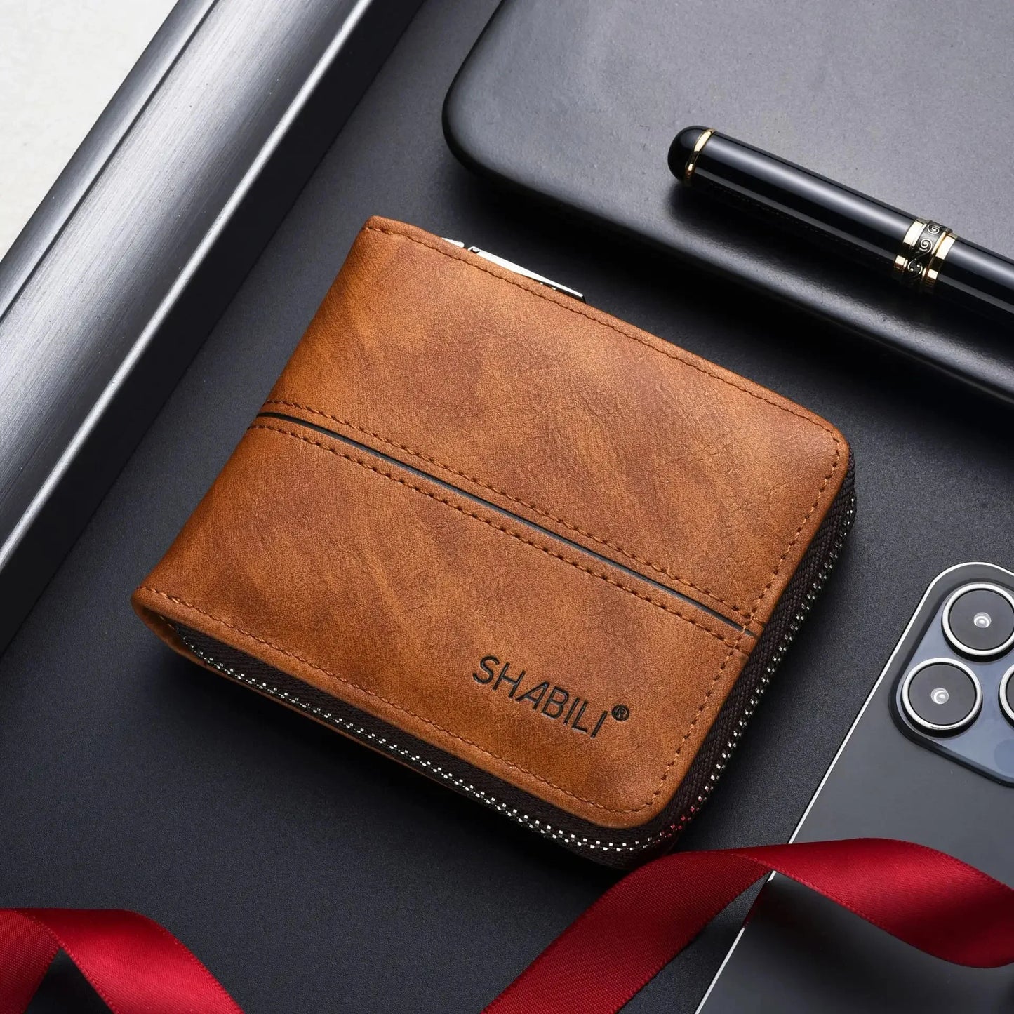 Vintage Zipper Men's PU Leather Short Coin Purses Business Wallet Card Holder For Man Fashion Money Clip