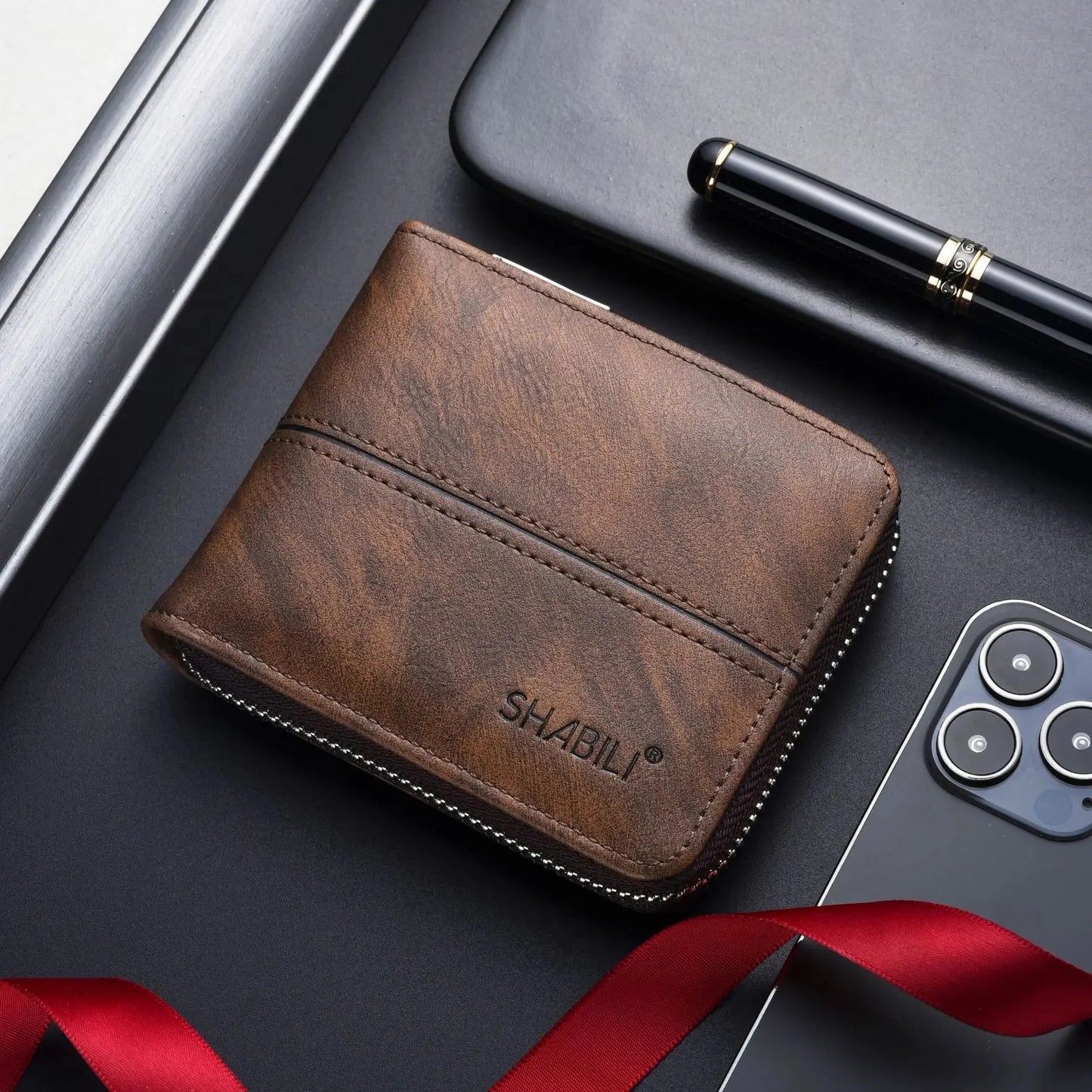 Vintage Zipper Men's PU Leather Short Coin Purses Business Wallet Card Holder For Man Fashion Money Clip