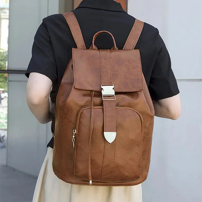 Vintage anti-theft women's leather outdoor travel backpack fashion casual Feminina school bag