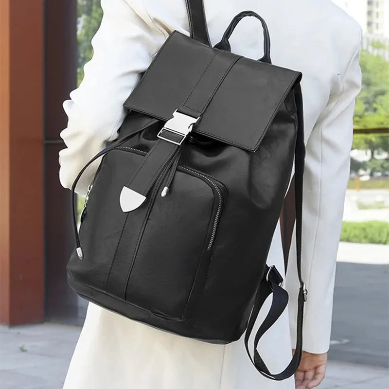 Vintage anti-theft women's leather outdoor travel backpack fashion casual Feminina school bag