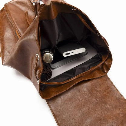 Vintage anti-theft women's leather outdoor travel backpack fashion casual Feminina school bag