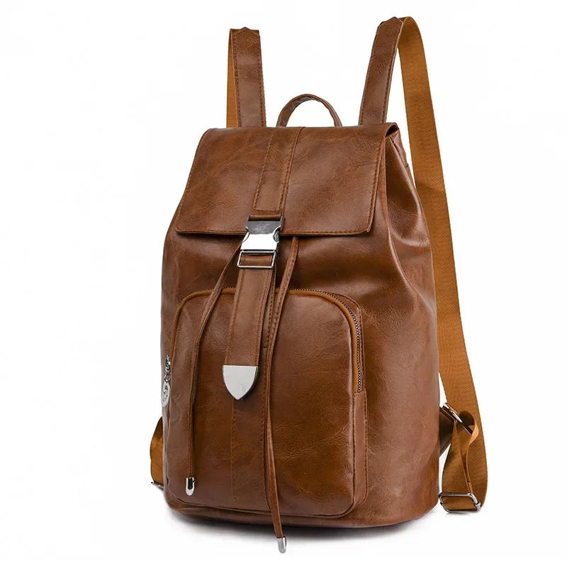 Vintage anti-theft women's leather outdoor travel backpack fashion casual Feminina school bag