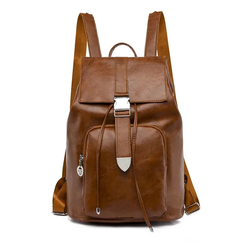 Vintage anti-theft women's leather outdoor travel backpack fashion casual Feminina school bag