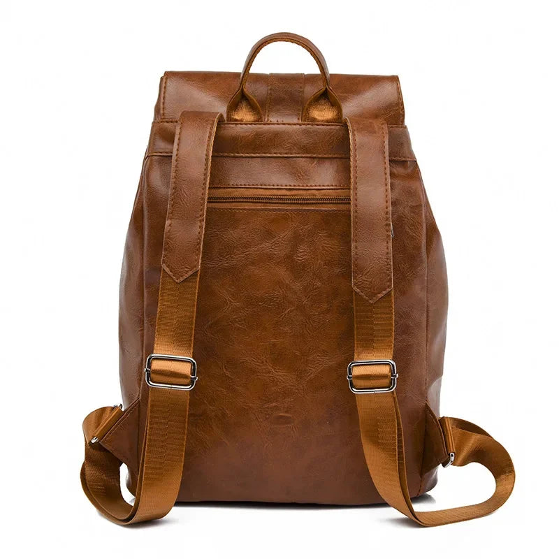Vintage anti-theft women's leather outdoor travel backpack fashion casual Feminina school bag