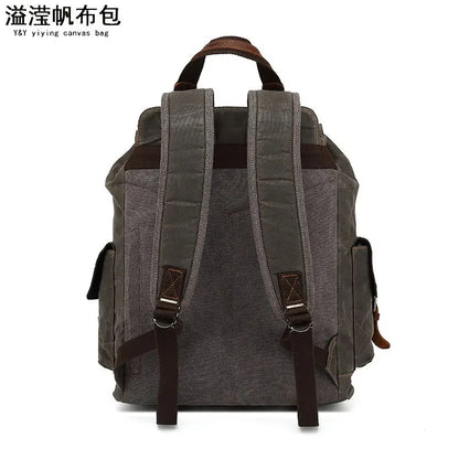Vintage canvas leather waterproof backpack travel mochila vintage masculina Rucksack men backpack waxed canvas Laptop Bagpack