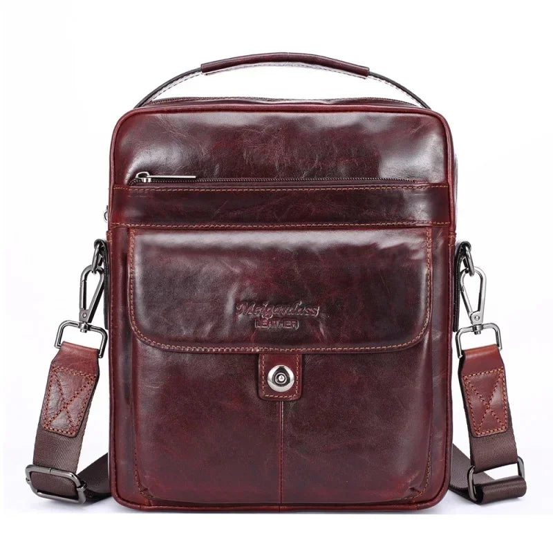 Vintage cowhide men's shoulder genuine leather crossbody high quality messenger casual man handbag