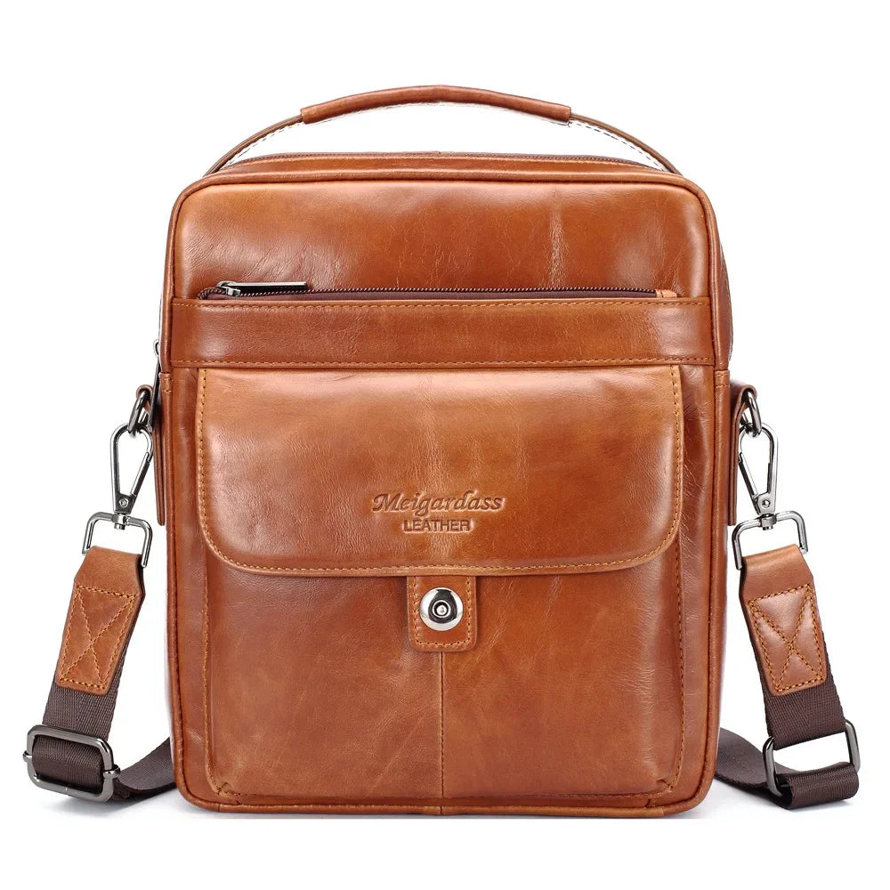 Vintage cowhide men's shoulder genuine leather crossbody high quality messenger casual man handbag
