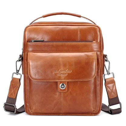 Vintage cowhide men's shoulder genuine leather crossbody high quality messenger casual man handbag
