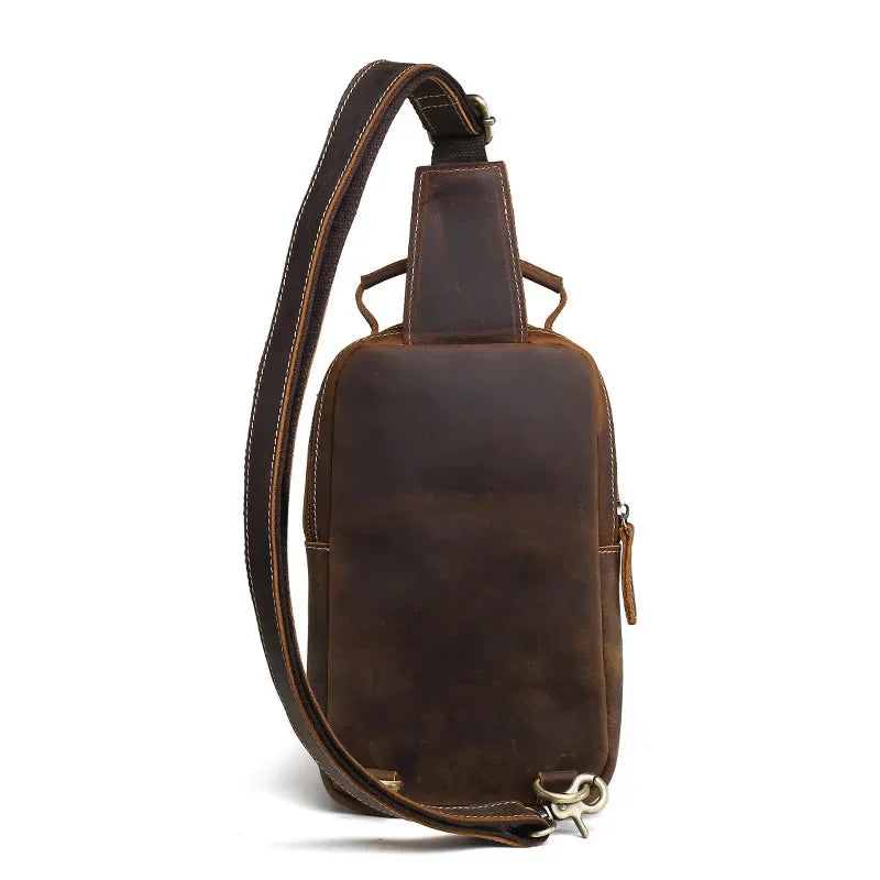 Vintage genuine leather MEN'S chest fashion cowhide crossbody s large capacity male shoulder outdoor sling bag