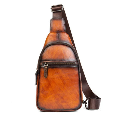 Vintage genuine leather MEN'S chest high quality cowhide crossbody large capacity male shoulder messenger bag