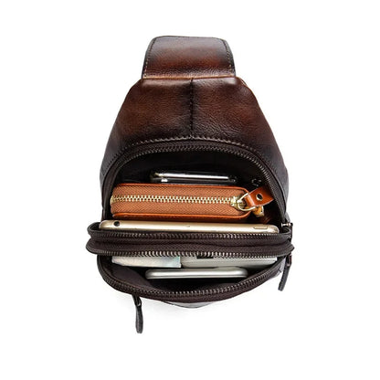 Vintage genuine leather MEN'S chest high quality cowhide crossbody large capacity male shoulder messenger bag