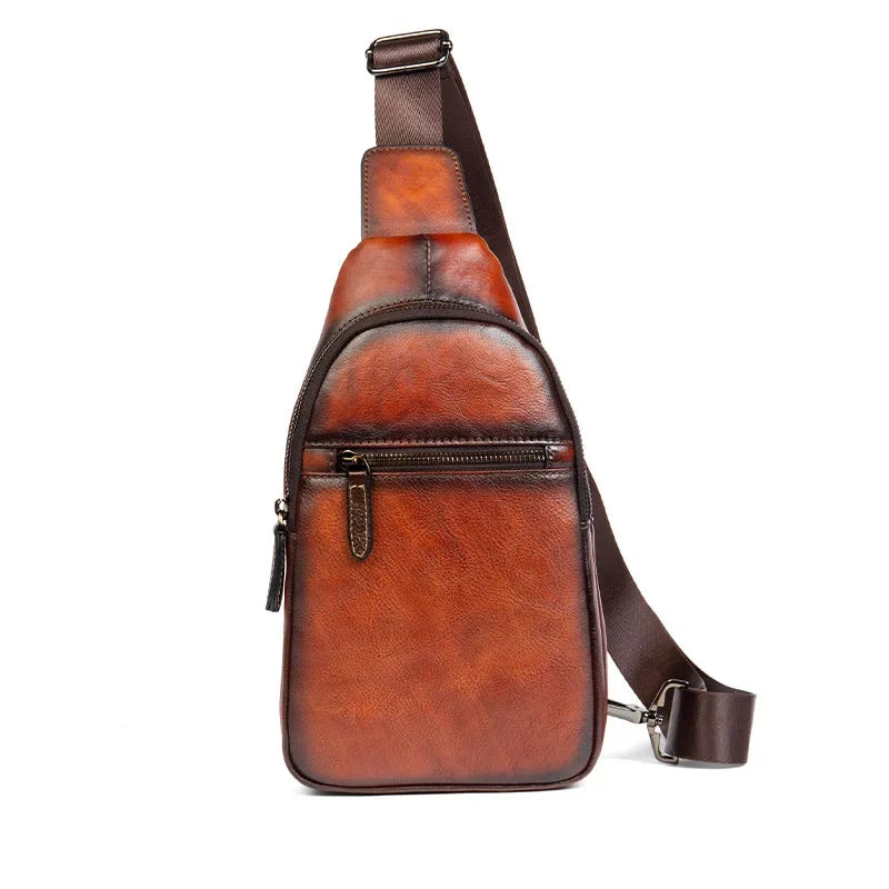 Vintage genuine leather MEN'S chest high quality cowhide crossbody large capacity male shoulder messenger bag