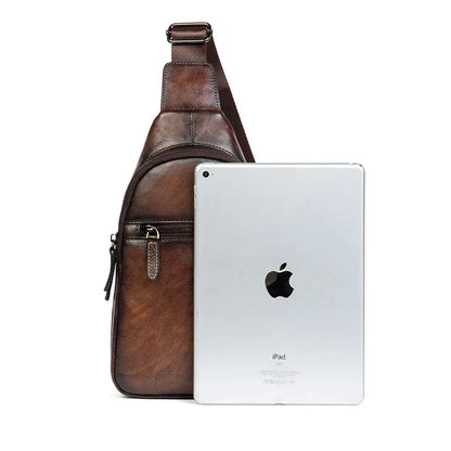 Vintage genuine leather MEN'S chest high quality cowhide crossbody large capacity male shoulder messenger bag