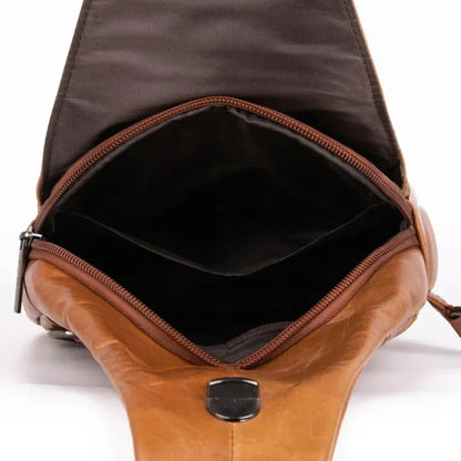 Vintage genuine leather MEN'S chest luxury cowhide crossbody fashion male shoulder large capacity sling bag