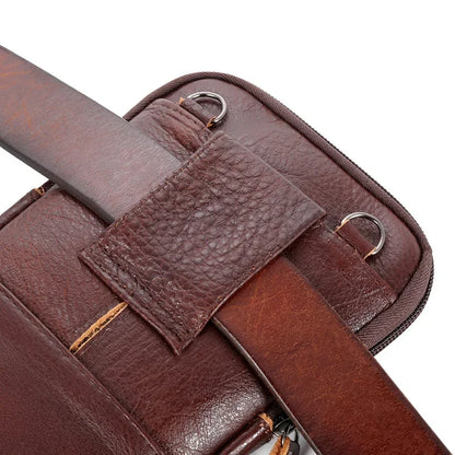 Vintage genuine leather men's waist pack fashion mobile phone business belt pouch cowhide shoulder messenger bag