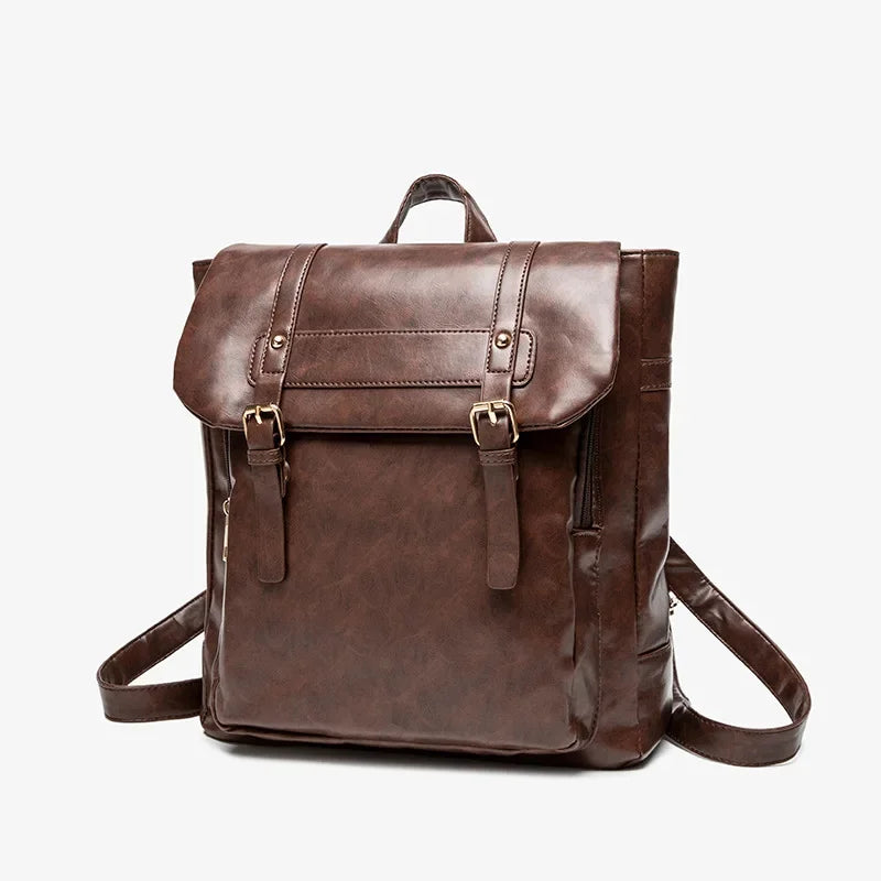 Vintage leather women's fashion small Feminina travel backpack high quality school bag for girls