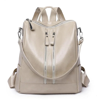 Vintage soft leather women's fashion large capacity student school bag multifunction Feminina travel backpack