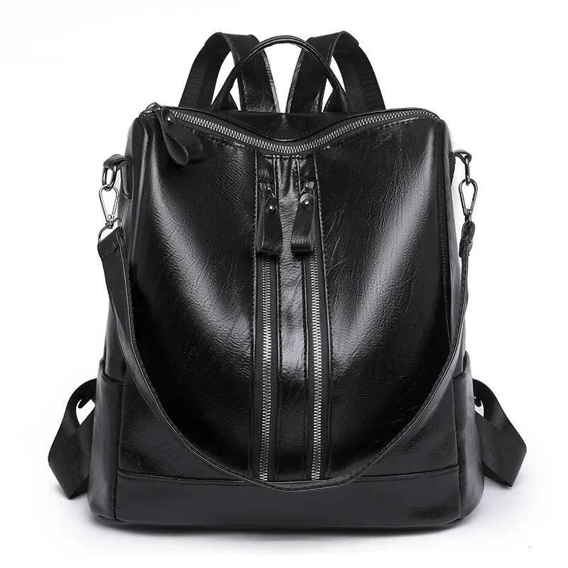 Vintage soft leather women's fashion large capacity student school bag multifunction Feminina travel backpack
