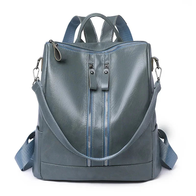 Vintage soft leather women's fashion large capacity student school bag multifunction Feminina travel backpack